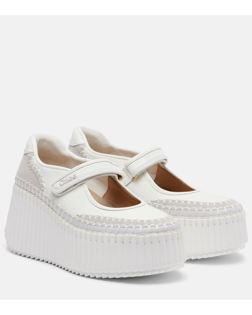 Chloé White Nama Leather Platform Sneakers