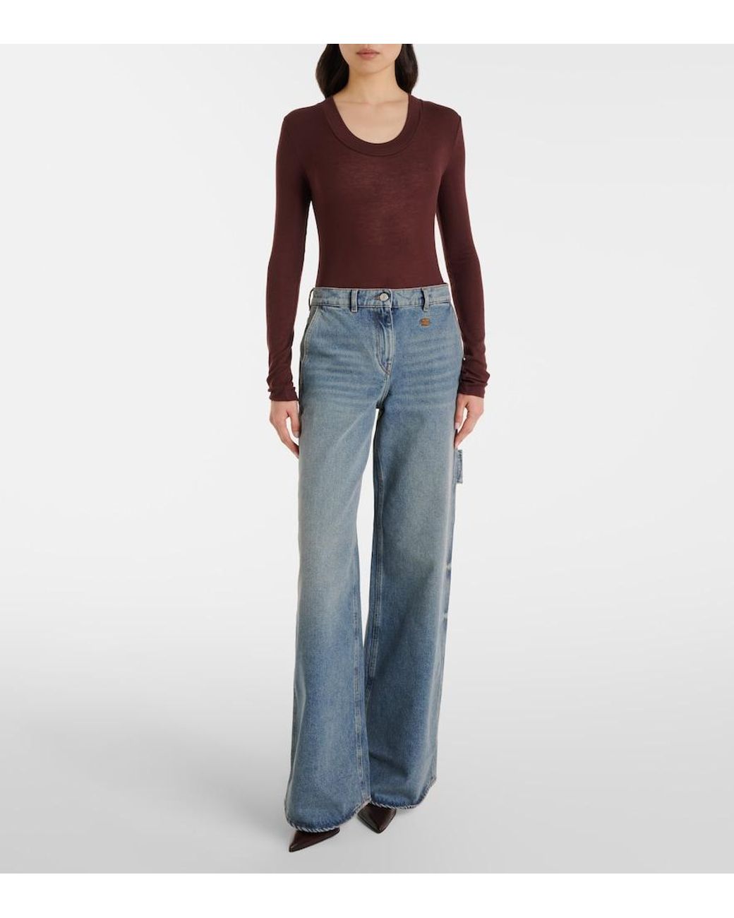 Courreges Blue Logo Wide-Leg Jeans