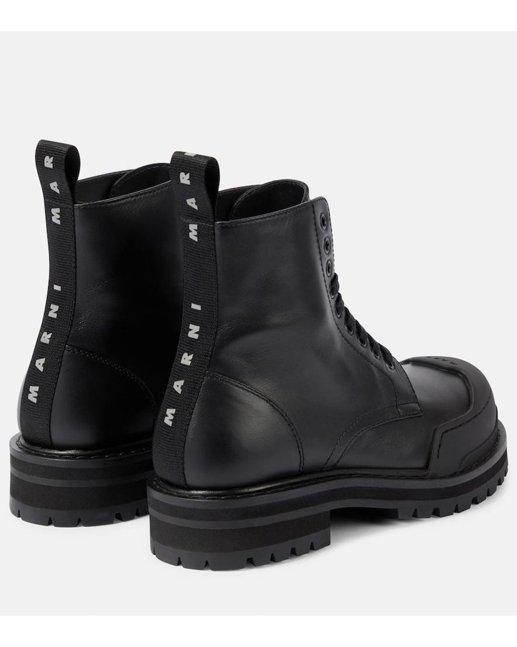 Marni Black Dada Leather Combat Boots