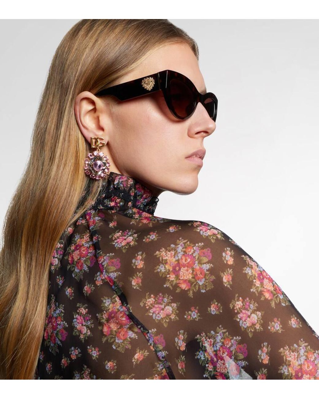 Dolce & Gabbana Brown Devotion Cat-Eye Sunglasses