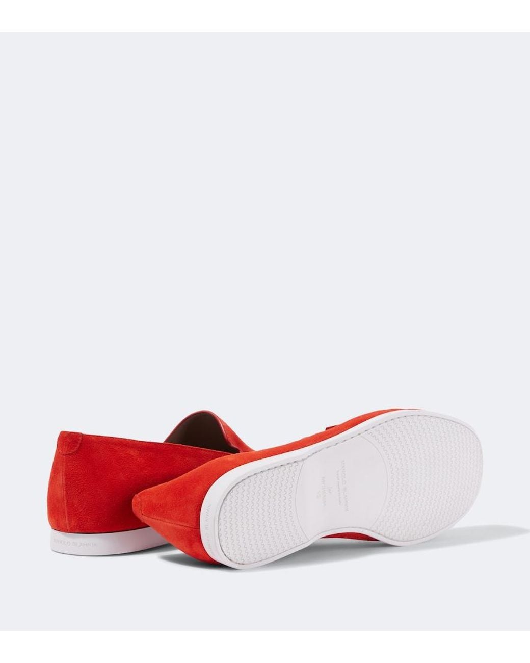 Manolo Blahnik Red Monaco Suede Loafers for men