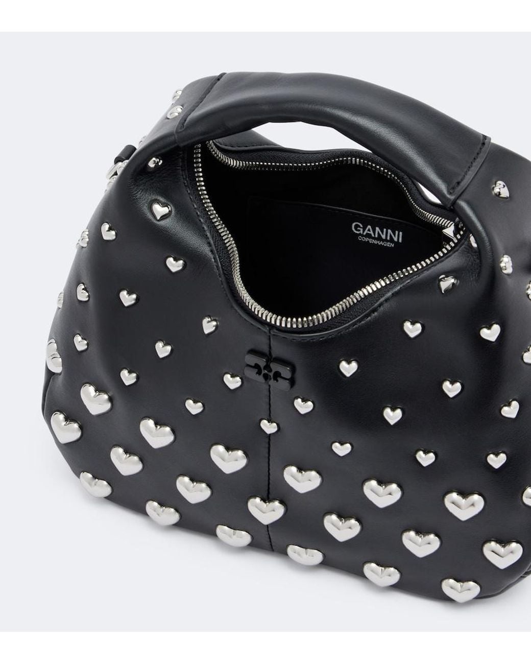 Ganni Black Mini Studded Top-Handle Bag