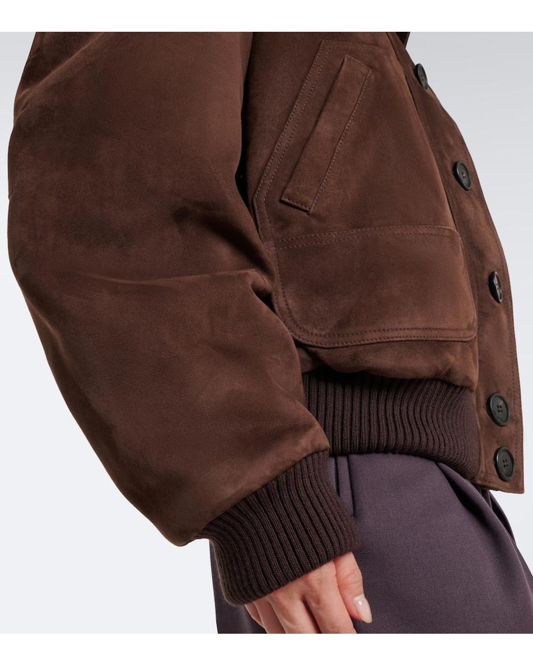 The Attico Brown Oversized Suede Bomber Jacket