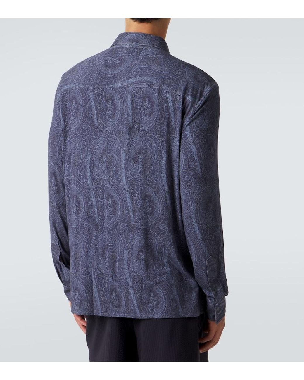 Etro Blue Paisley Jersey Shirt for men