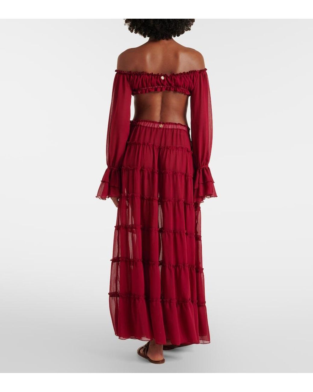 Bananhot Elma Tiered Semi-Sheer Maxi Skirt