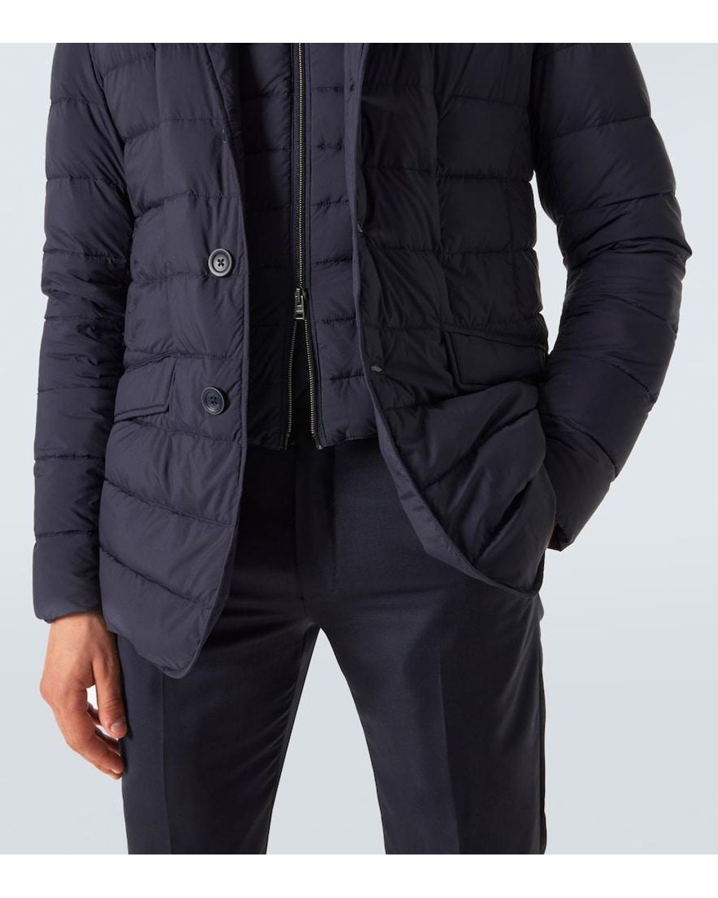 Herno Blue Layered Down-Paneled Jacket for men