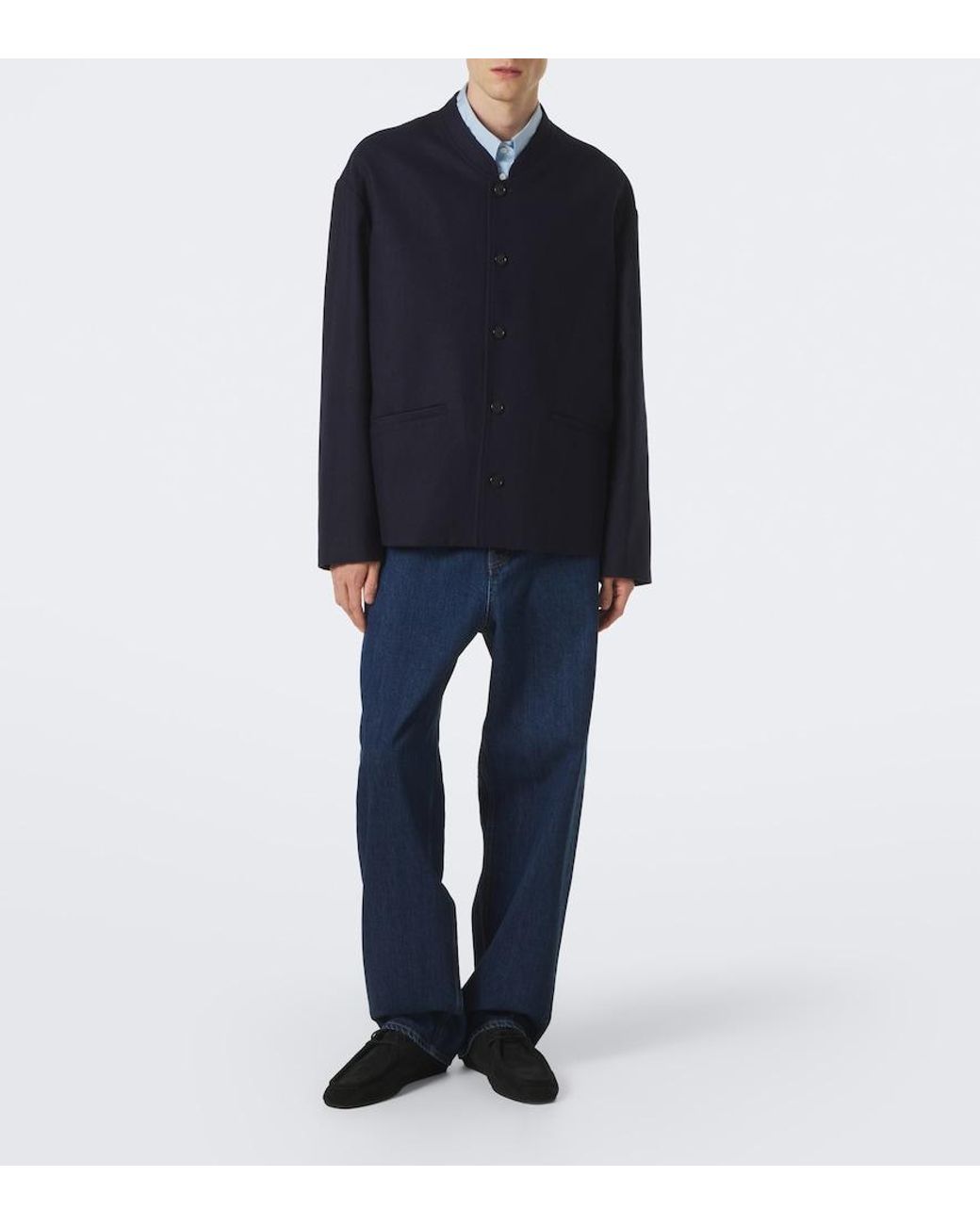 Jil Sander Blue Wool Overshirt for men