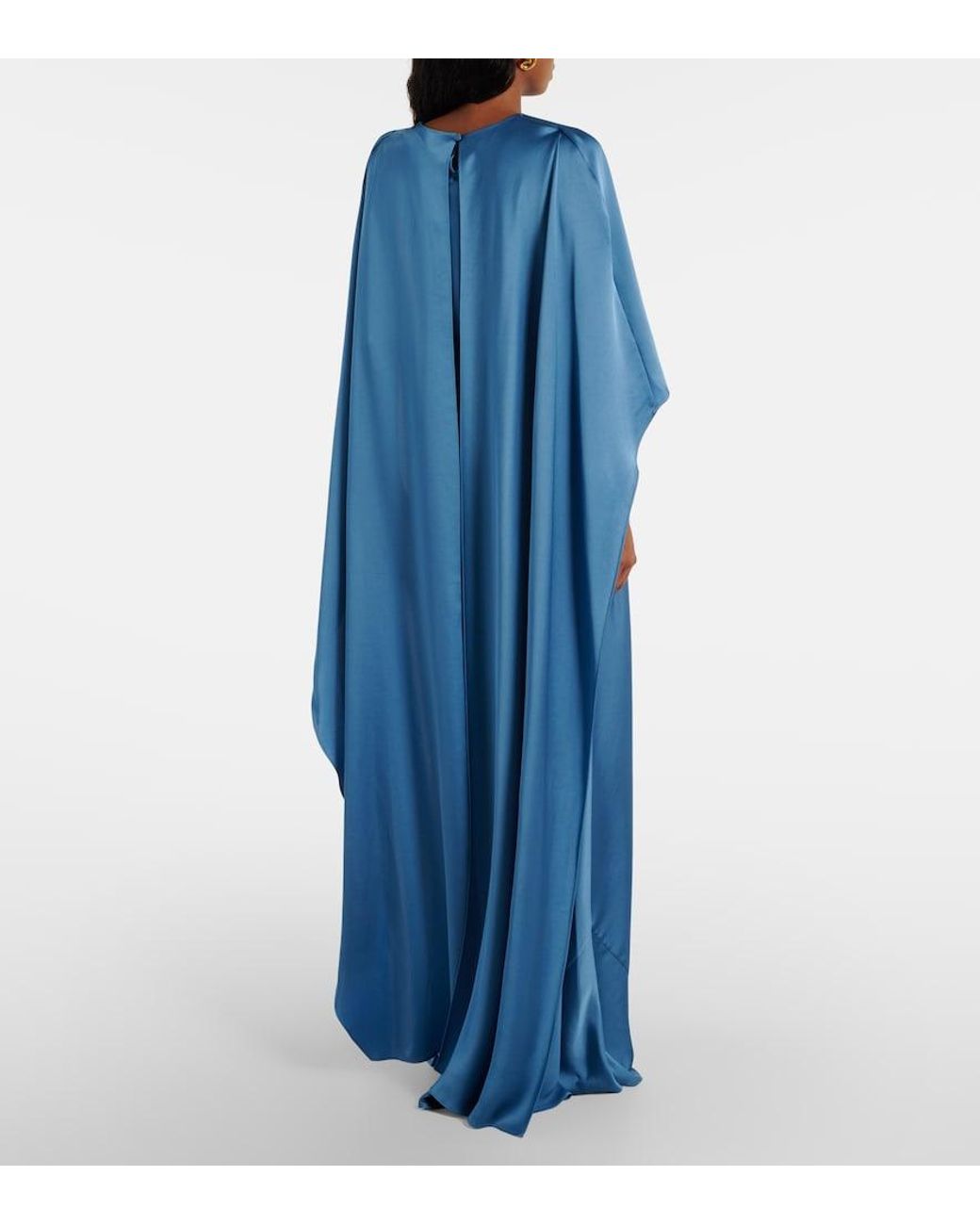 Jonathan Simkhai Blue Izel Caped Satin Gown