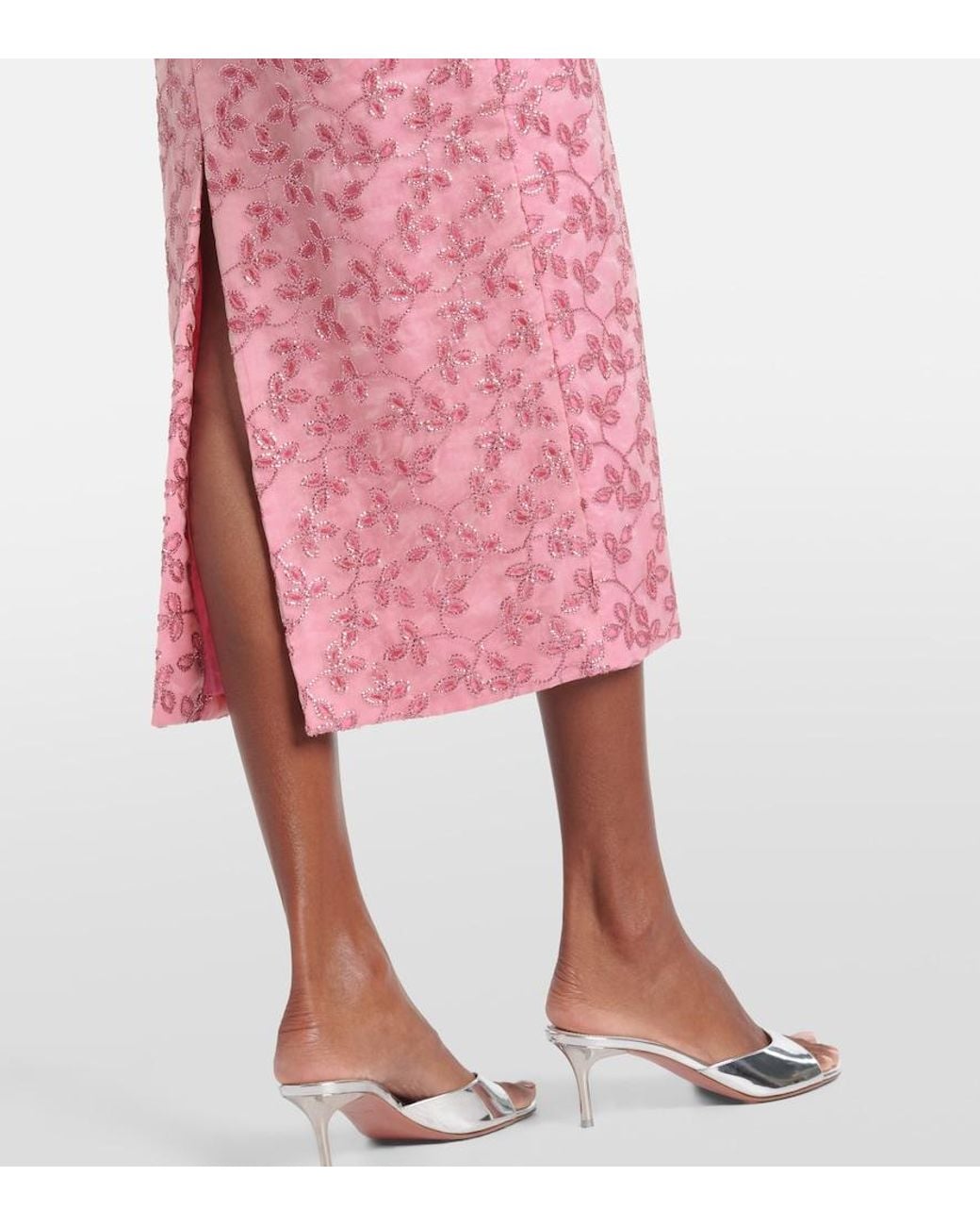 Markarian Pink Amina Sequined Midi Dress