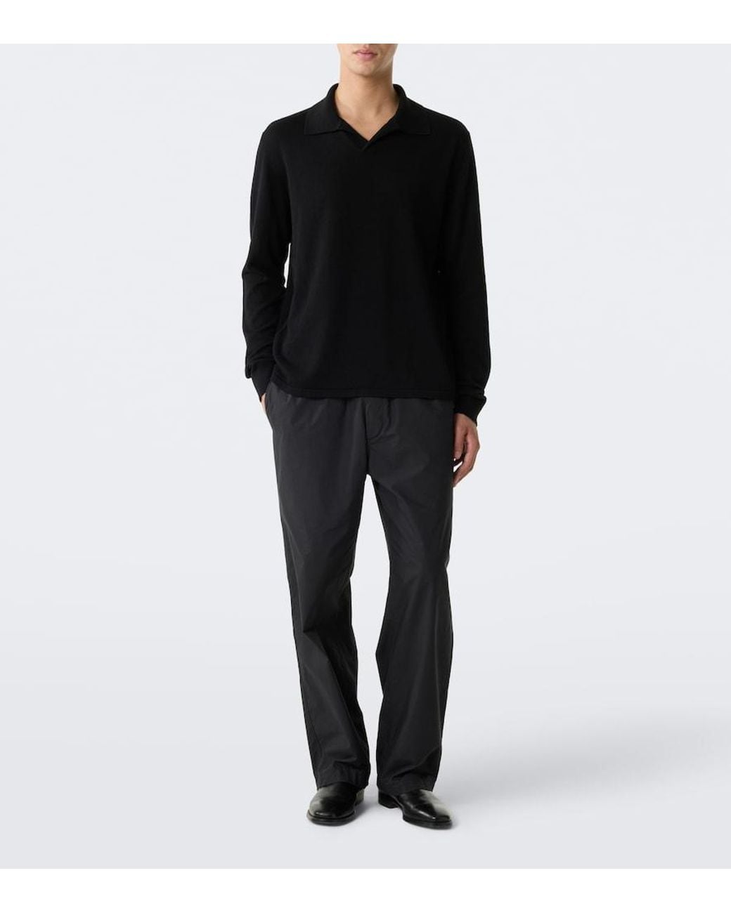 The Row Black Hilford Cashmere Polo Sweater for men