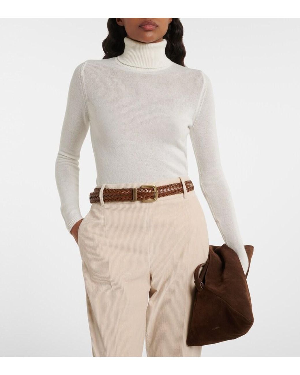 Eleventy White Turtleneck Cashmere Sweater