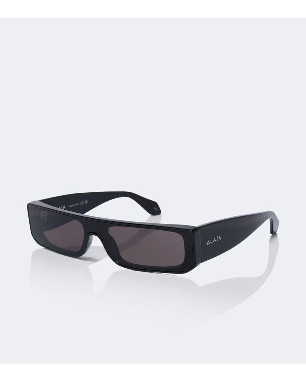 Alaïa Black Lettering Logo Rectangular Sunglasses