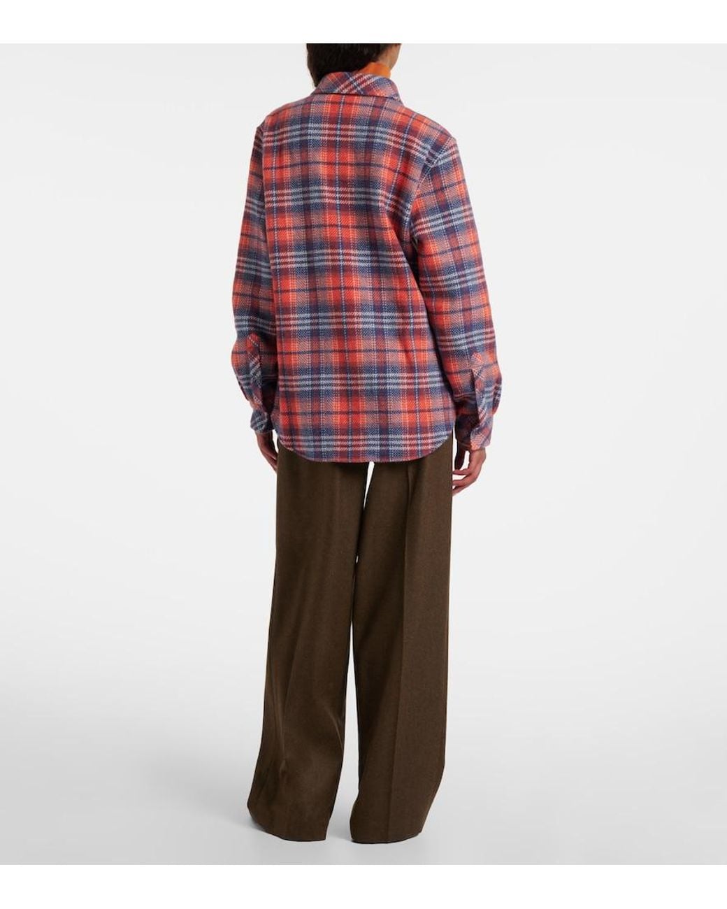 God's True Cashmere Red Americana Plaid Cashmere Shirt