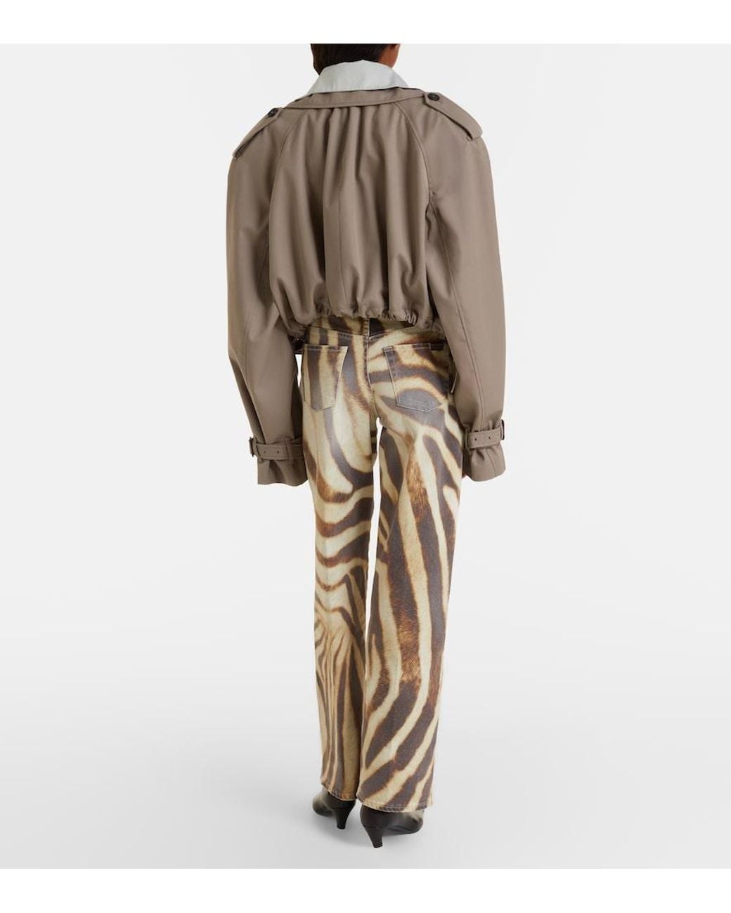 7 For All Mankind Natural Stovepipe Zebra-Print Straight Jeans