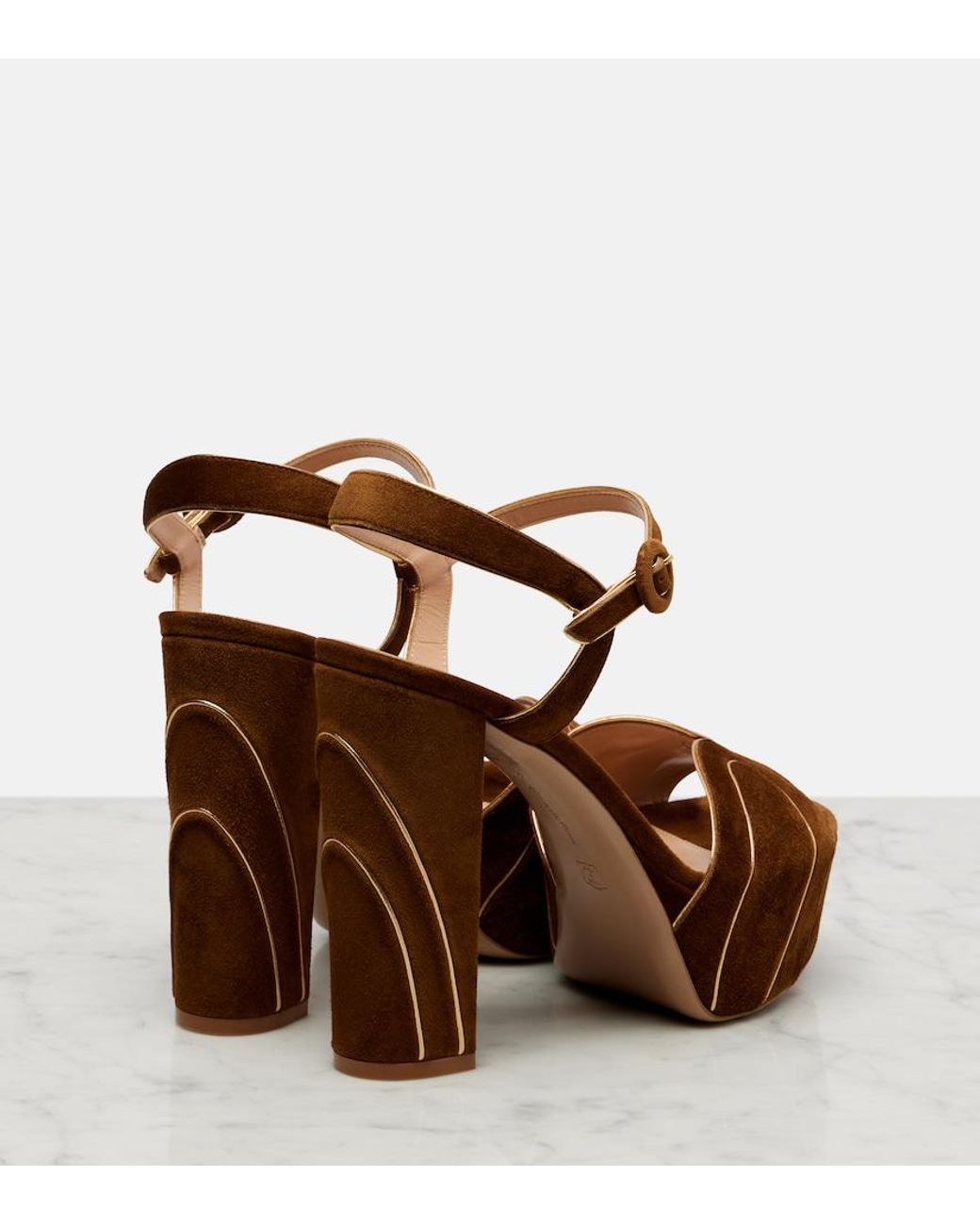 Gianvito Rossi Brown 125 Suede Platform Sandals