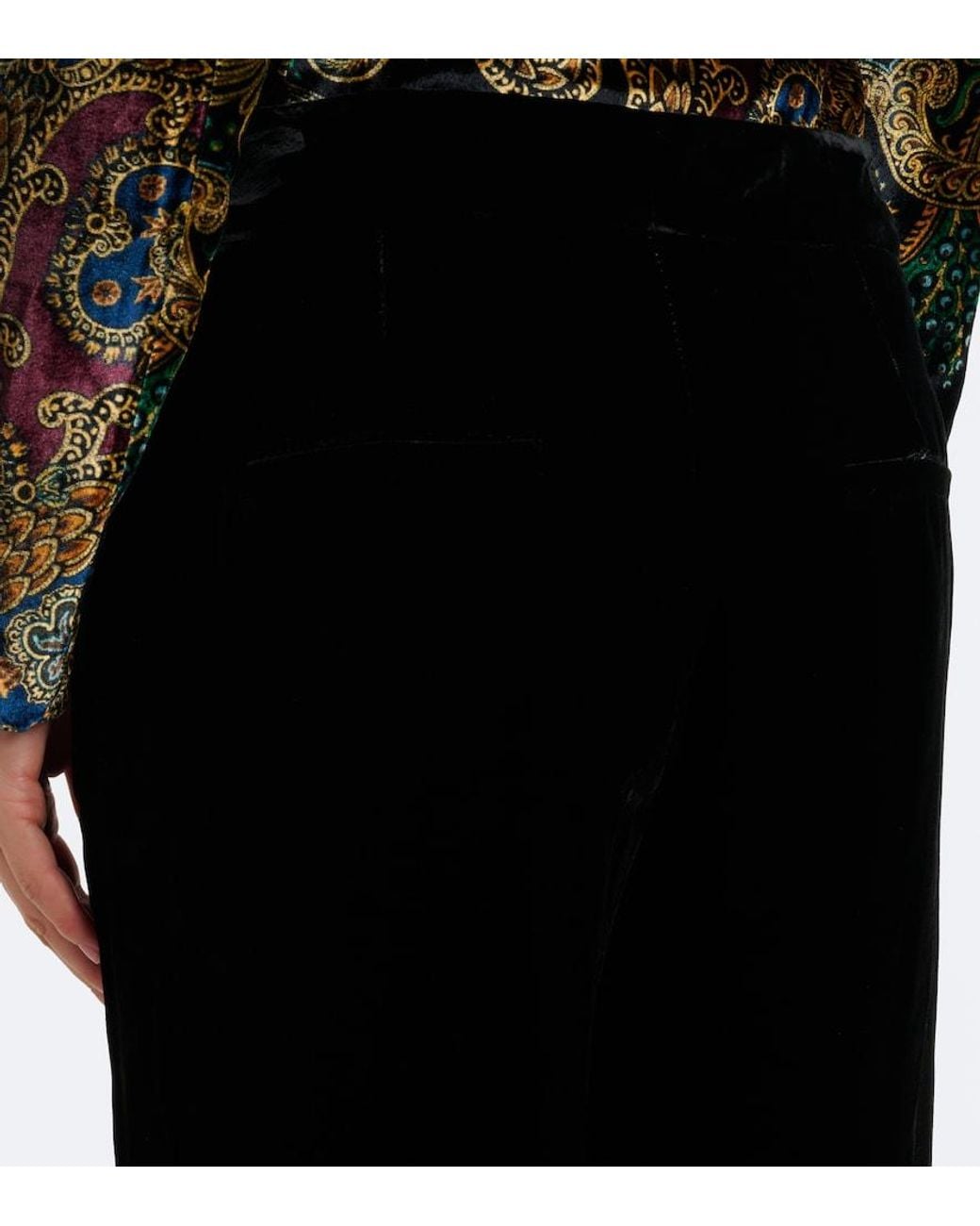 Etro Black Velvet Wide-Leg Pants