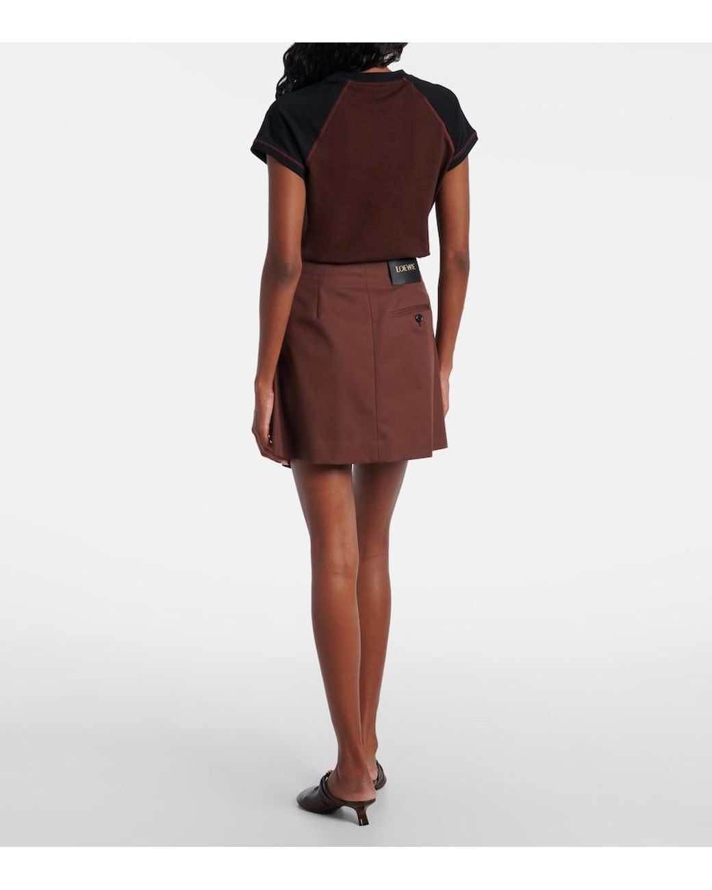 Loewe Purple Belted Cotton And Silk Twill Miniskirt