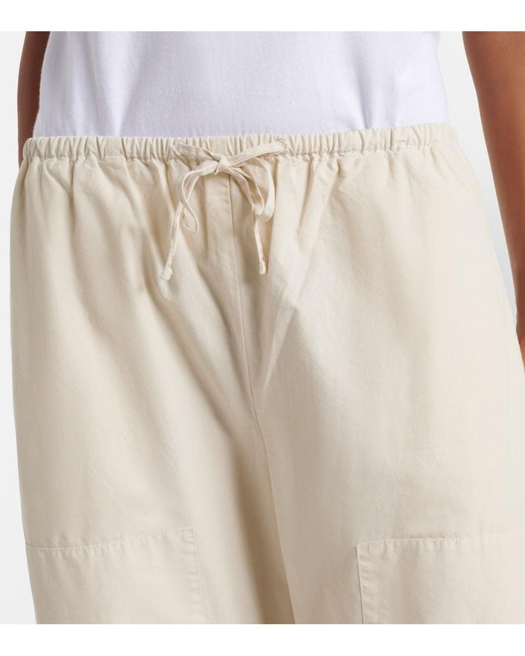 Leset Natural Kyoto Cropped Cotton Wide-Leg Pants