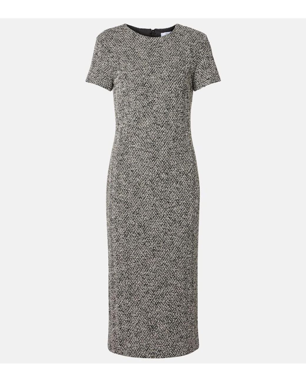 Max Mara Gray Giugno Cotton And Wool-Blend Midi Dress