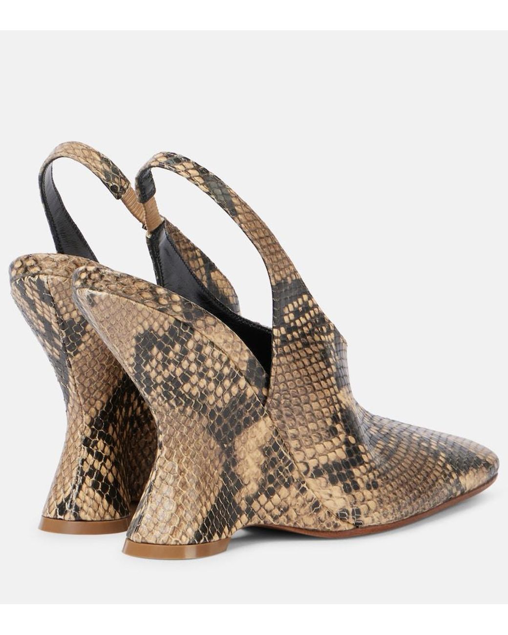 Dries Van Noten Metallic Snake-Effect Leather Wedges