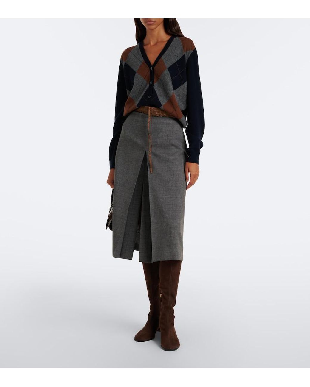 Prada Brown Suede Knee-High Boots