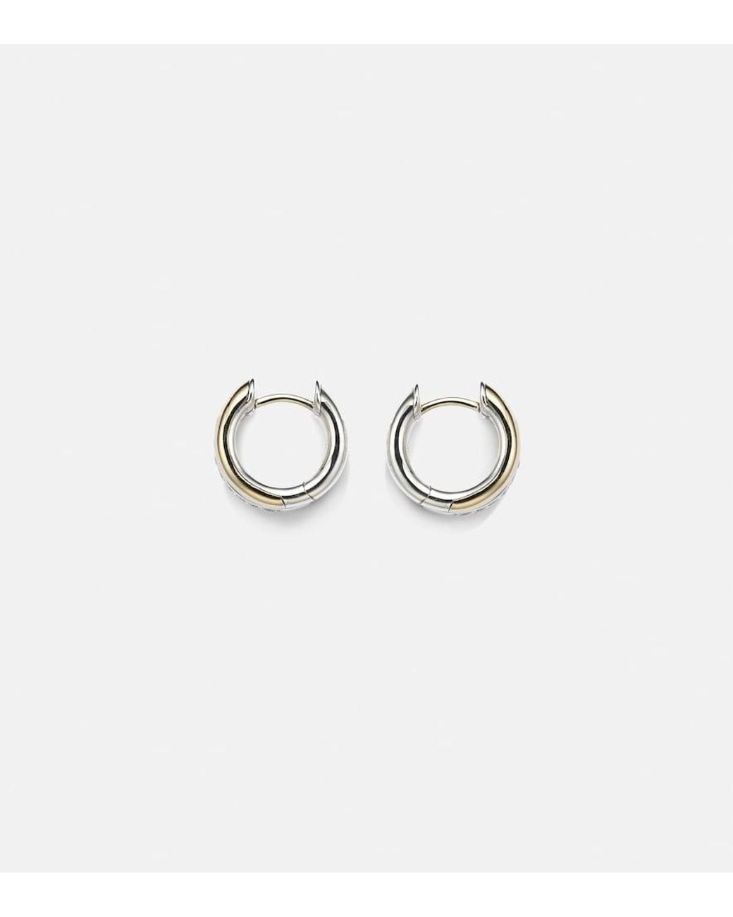 David Yurman White Dy Mercer Sterling And 18Kt Huggie Earrings With Diamonds