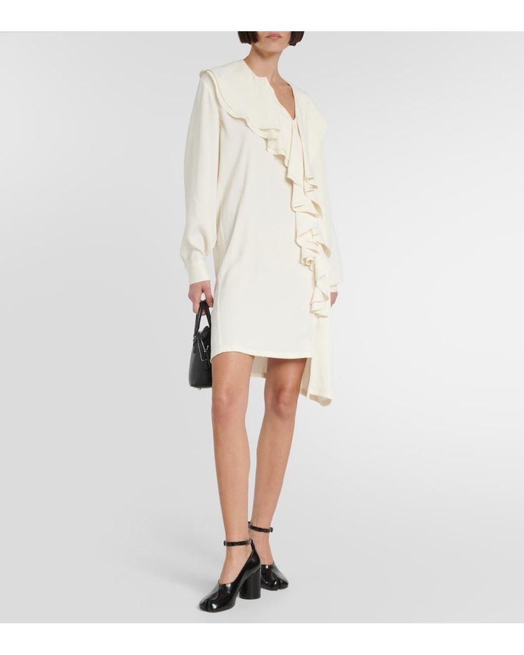 MM6 by Maison Margiela White Ruffle-Trimmed Minidress