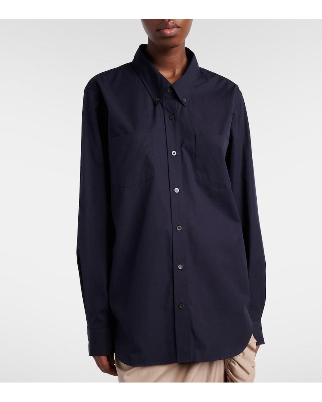 Dries Van Noten Blue Oversized Cotton Poplin Shirt