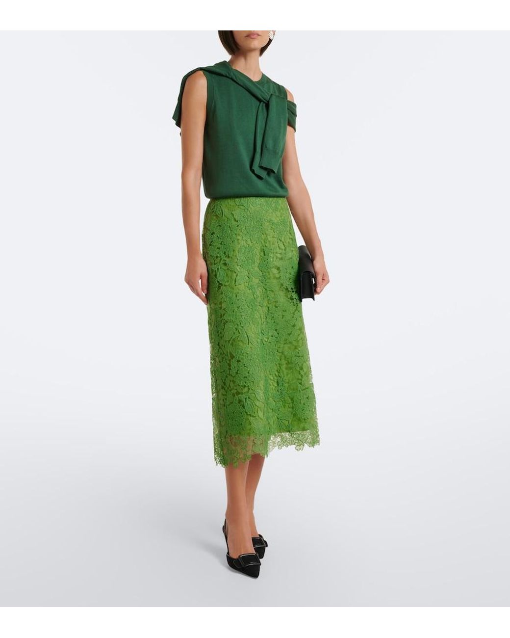 Carolina Herrera Green Silk And Cotton Tank Top