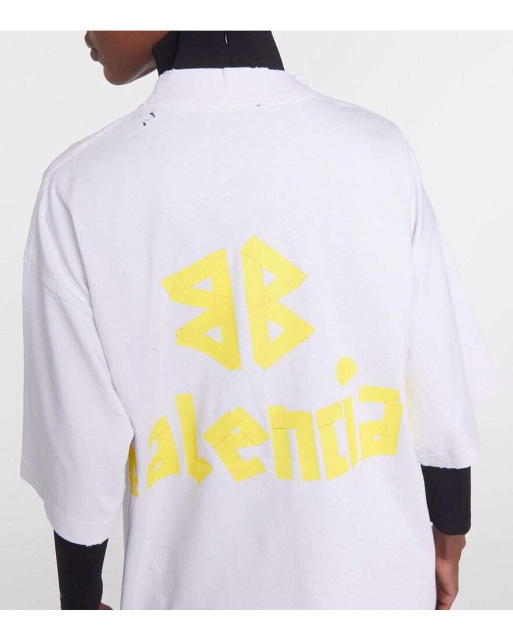 Balenciaga White Tape -Baumwoll -T -Shirt