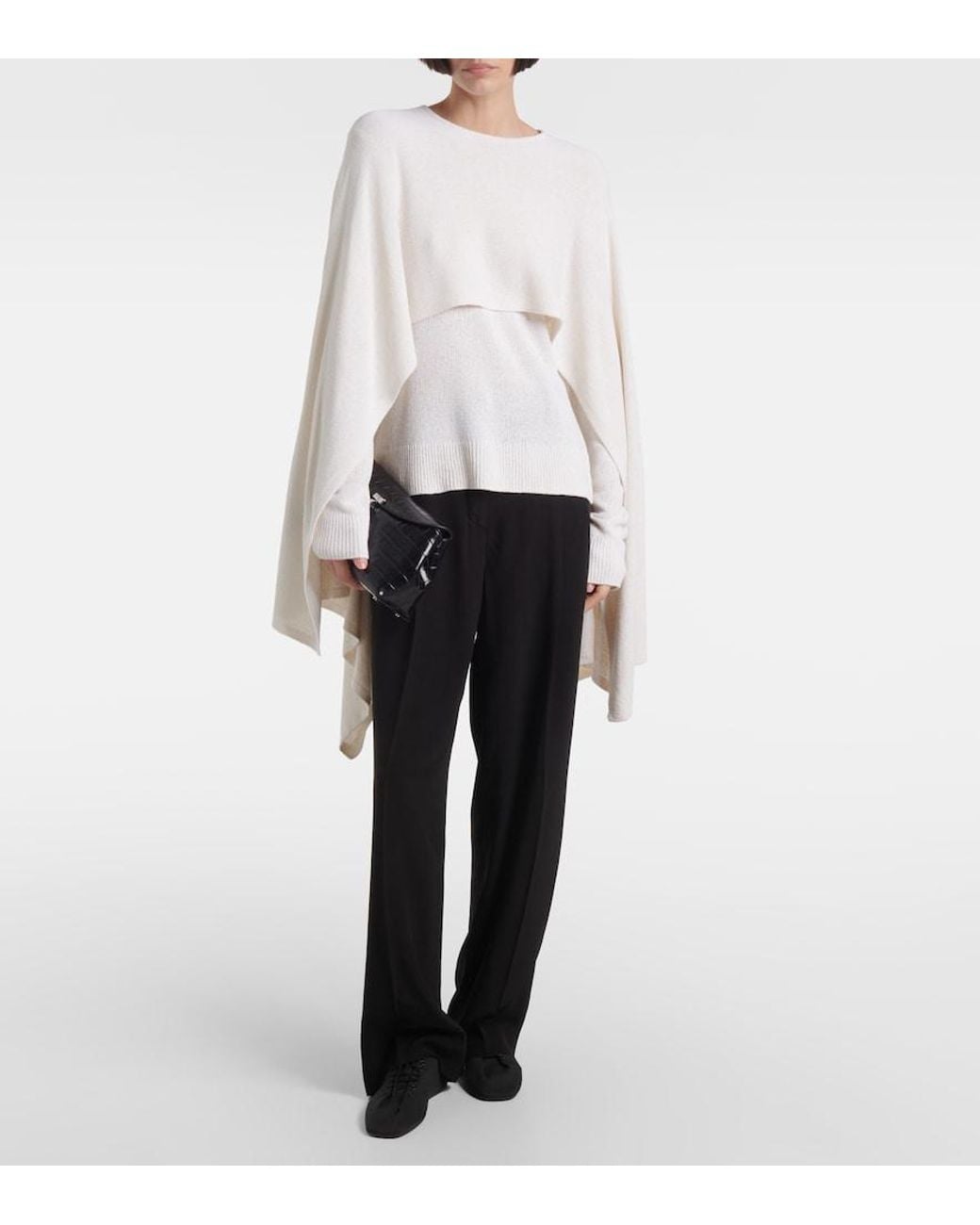 Totême White Knitted Silk Cape