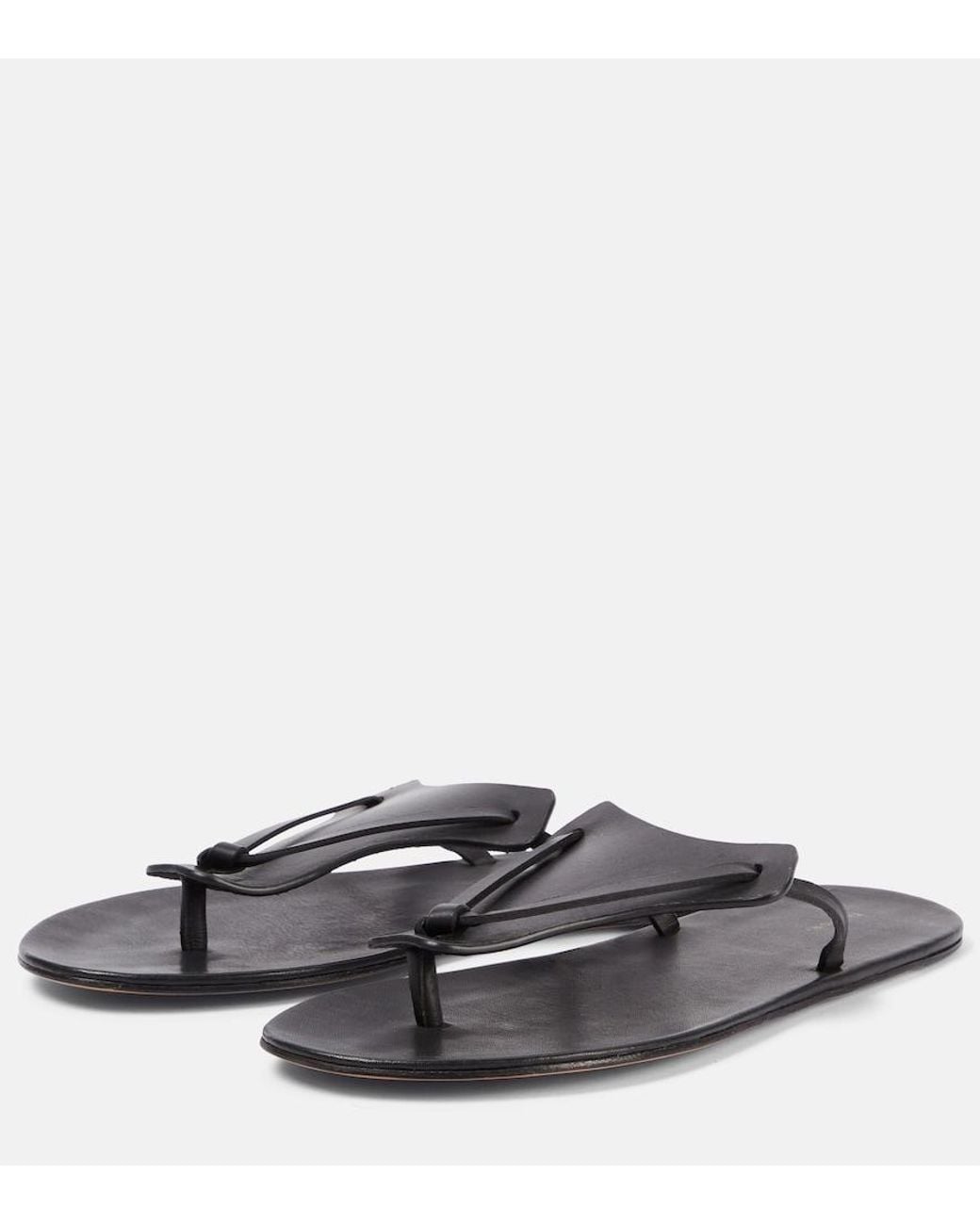 The Row Gray Helena Leather Thong Sandals