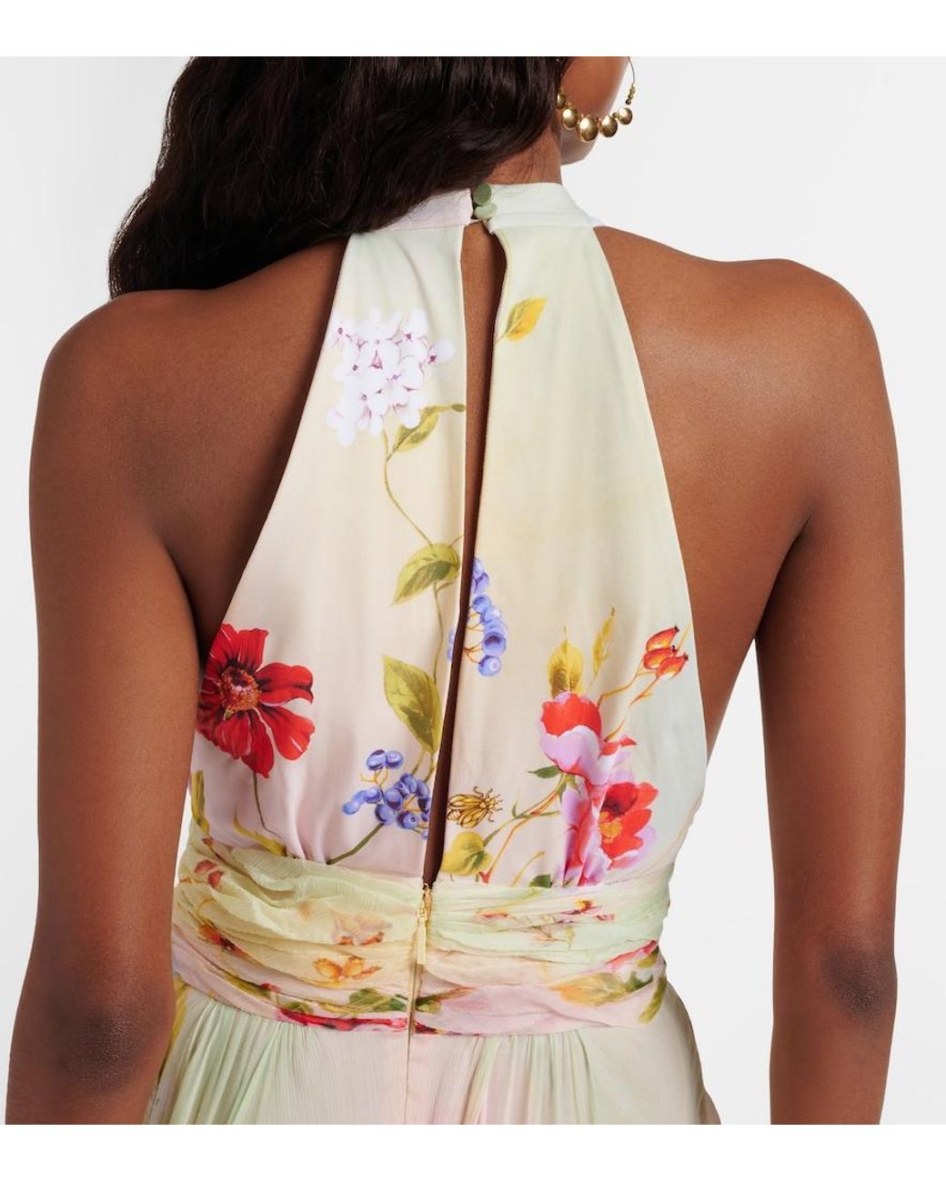 Roberto Cavalli Red Floral Silk Gown