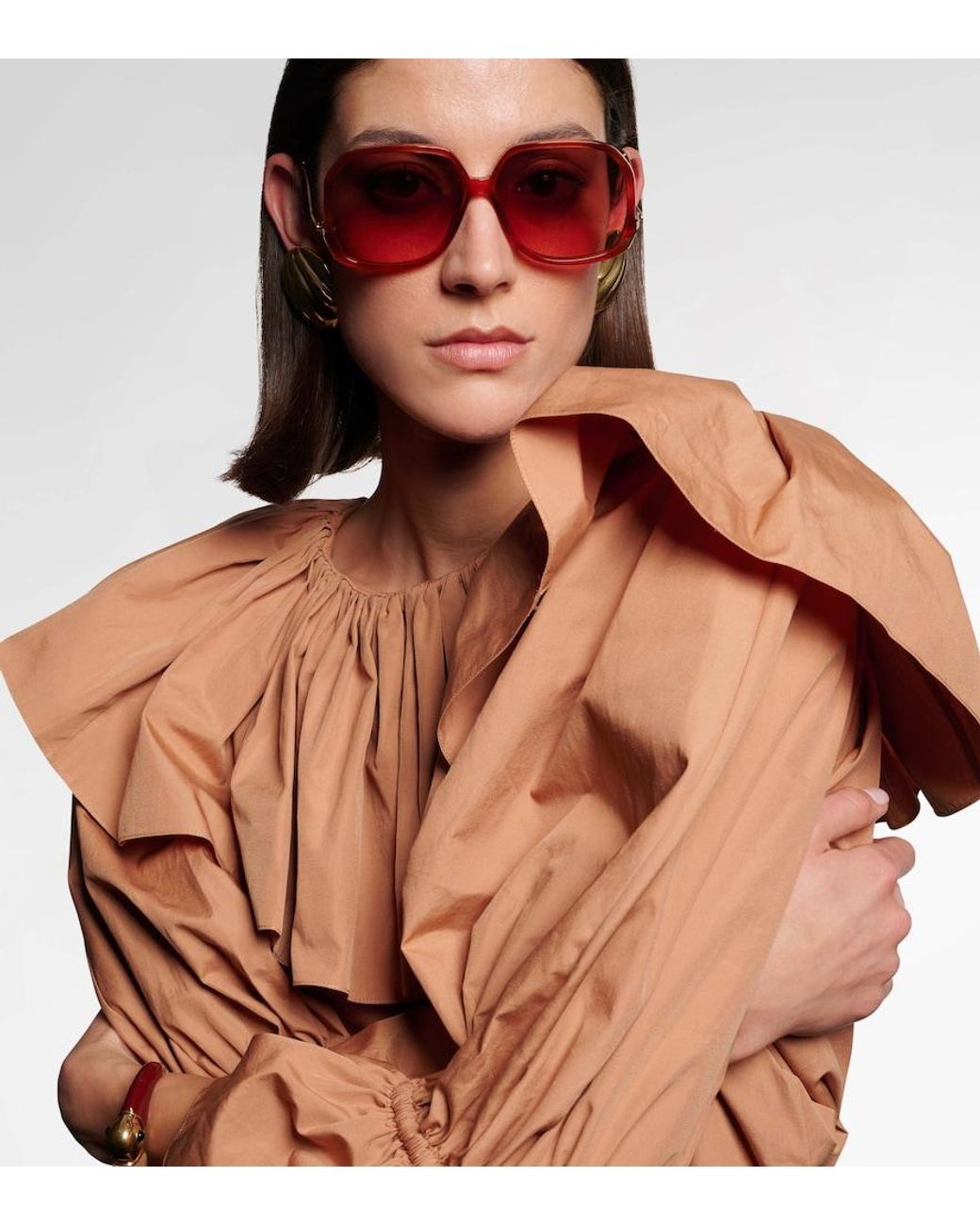 Chloé Pink Eckige Sonnenbrille Wavy