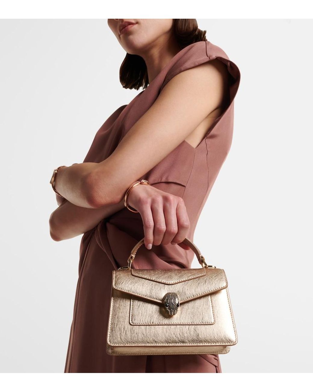 BVLGARI Natural Serpenti Forever Mini Leather Tote Bag