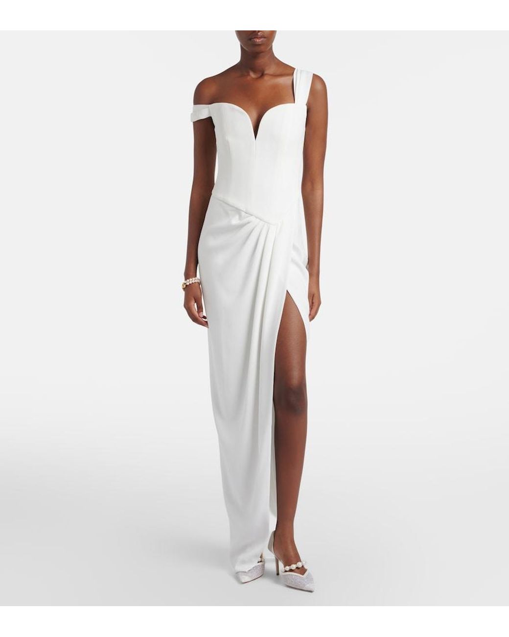 Jimmy Choo White Bridal Aurelie Glitter Pumps