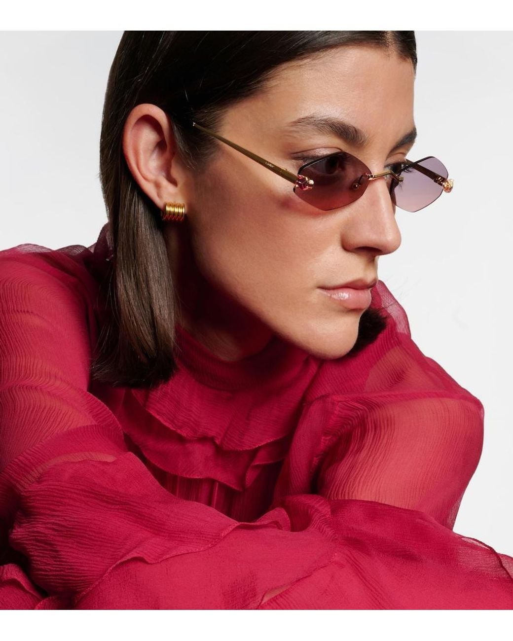 Cartier Pink Panthere De Cartier Geometric Sunglasses