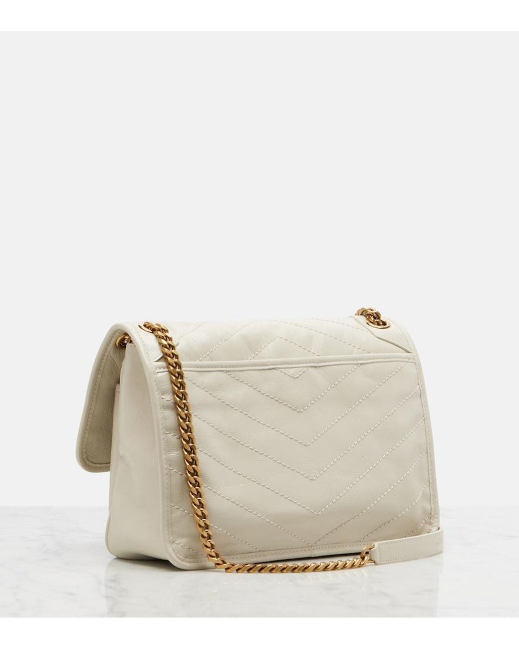 Saint Laurent White Niki Medium Leather Shoulder Bag