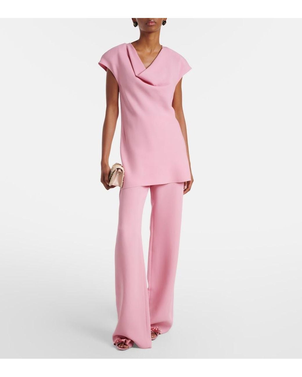 Valentino Garavani Pink Silk Wide-Leg Pants