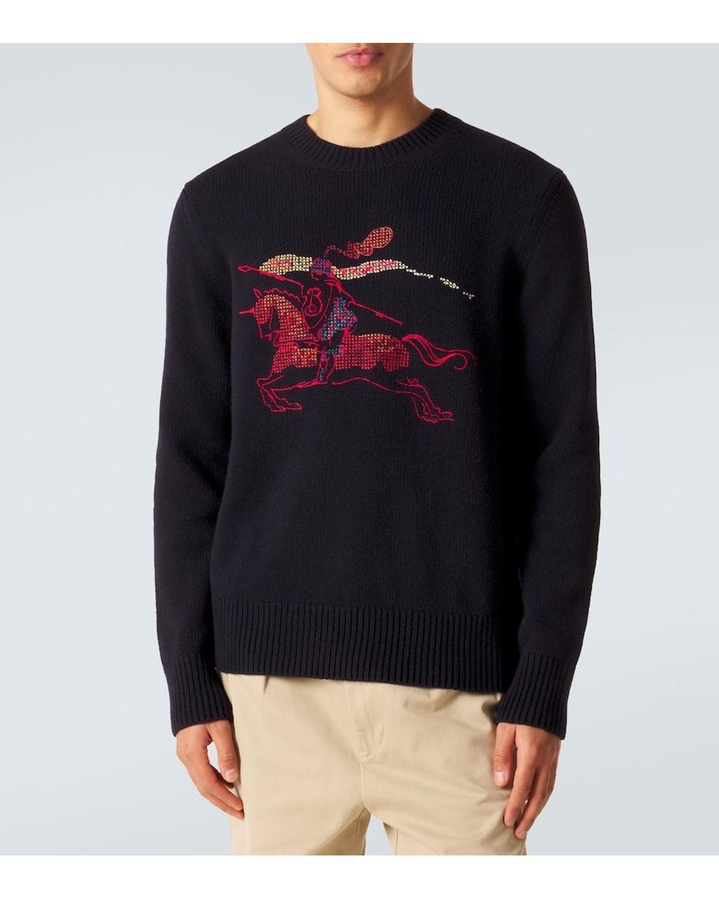 Burberry Blue Ekd Wool And Cashmere Sweater for men