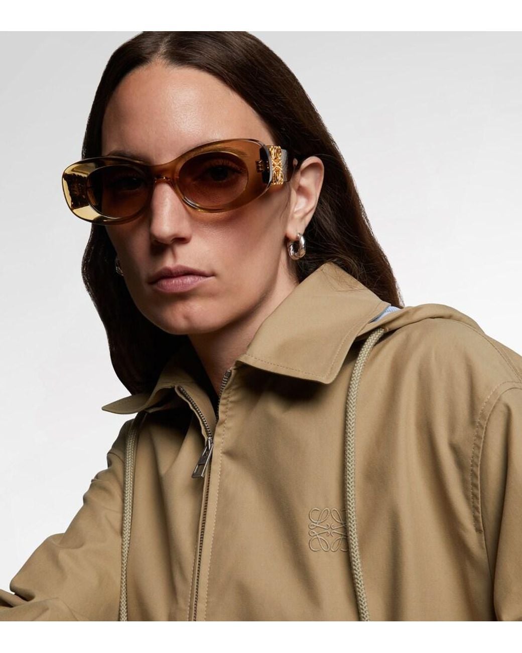 Loewe Brown Anagram Oval Sunglasses