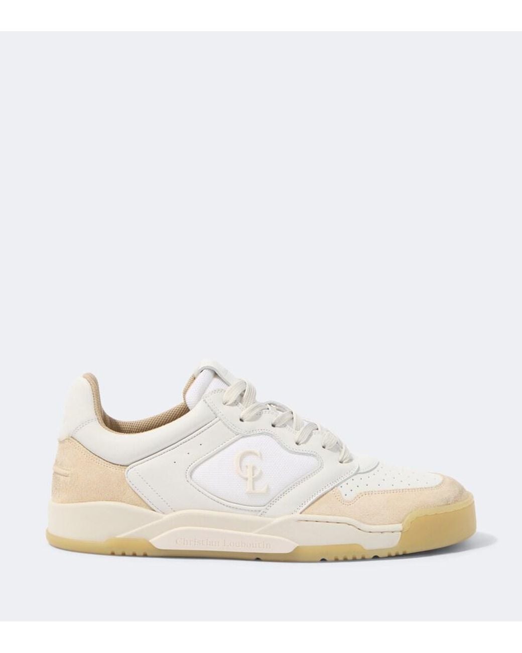 Christian Louboutin White Bsktball 1 Retro Suede And Leather Sneakers for men