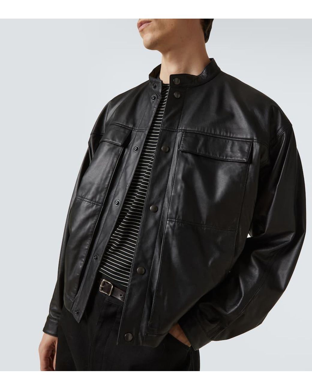 Lemaire Leather Blouson in Black for Men | Lyst