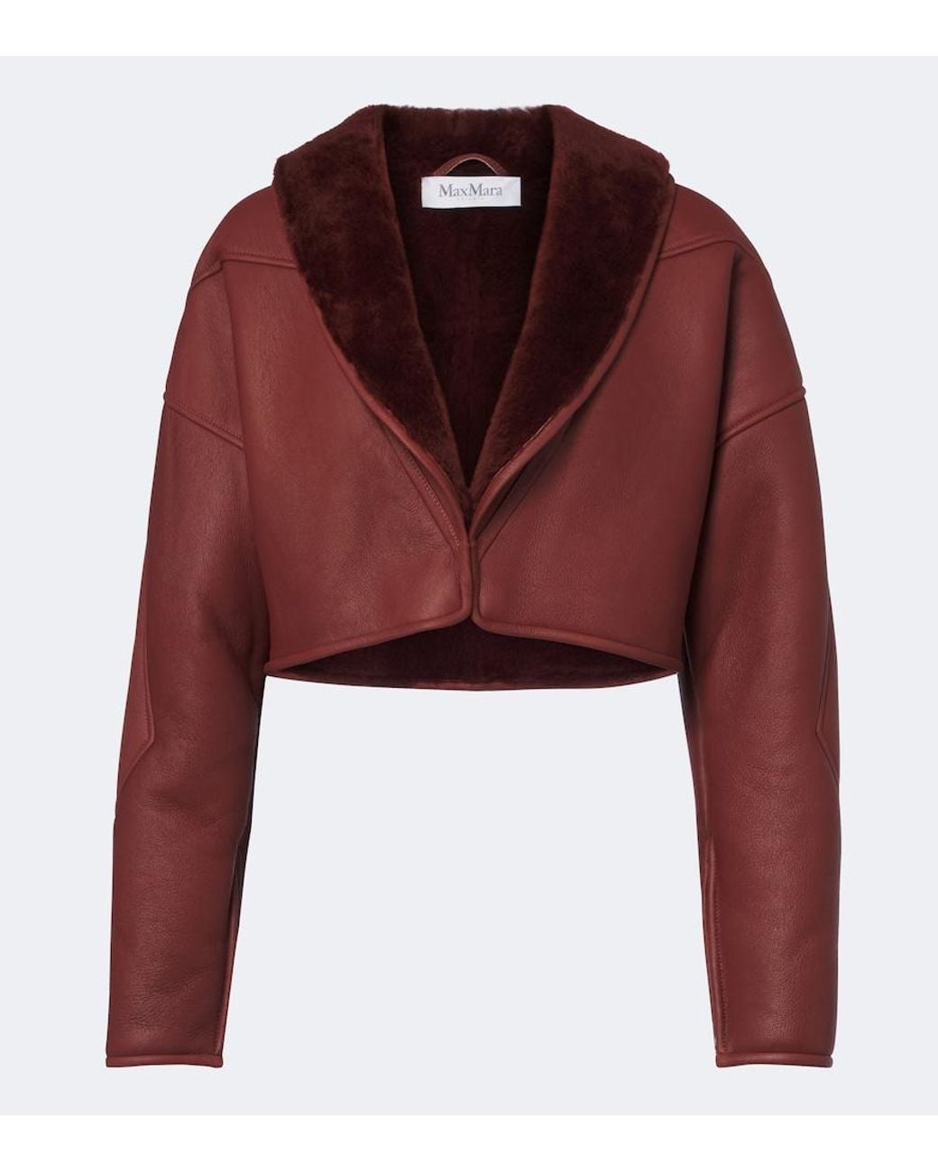 Max Mara Red Cropped Leather Jacket