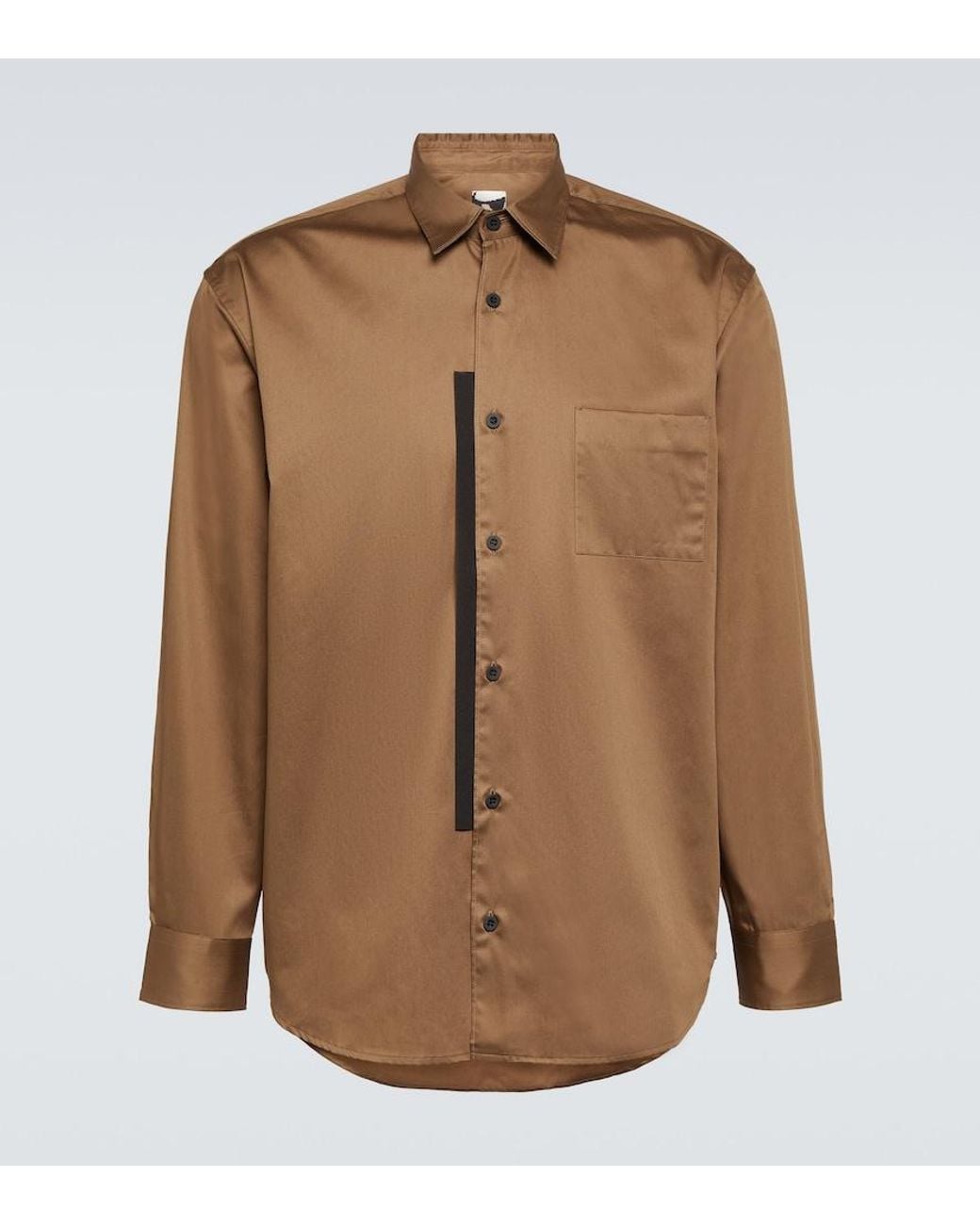 GR10K Brown Cotton Poplin Shirt for men