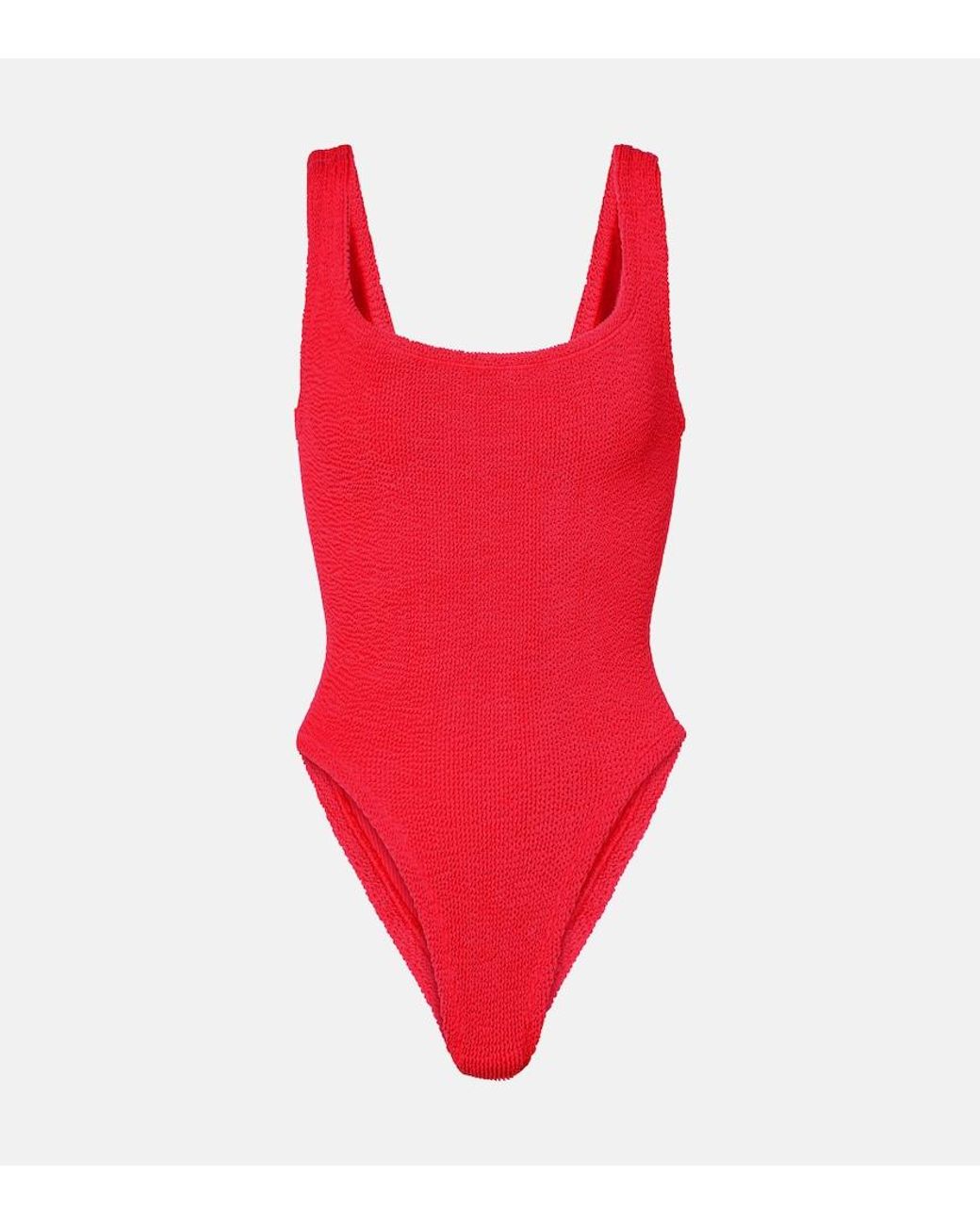 Hunza G Red Square Neck Swimsuit