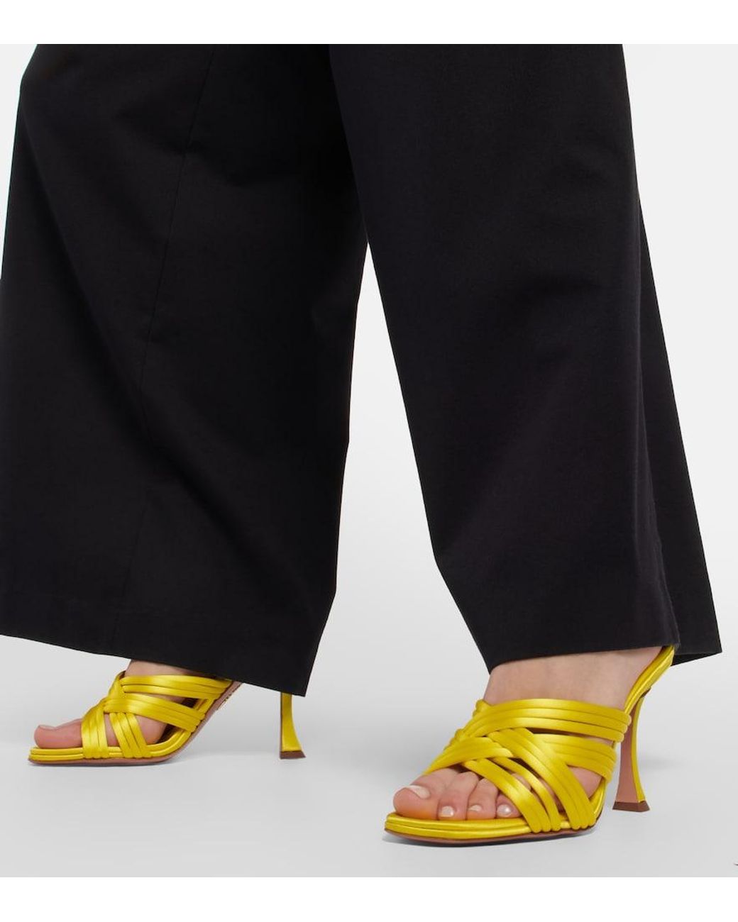 Aquazzura Yellow Oahu 95 Satin Mules
