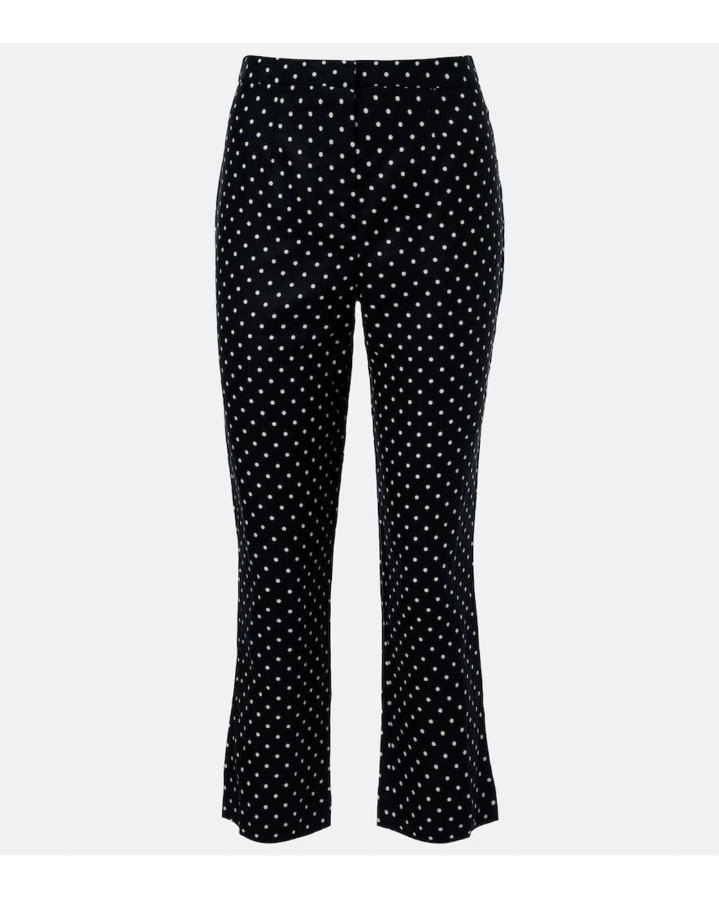 Faithfull The Brand Black Iria Polka-Dot Linen Capri Pants
