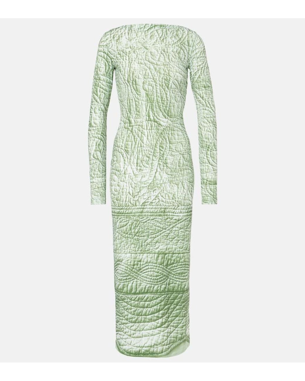 MM6 by Maison Margiela Green Printed Jersey Midi Dress