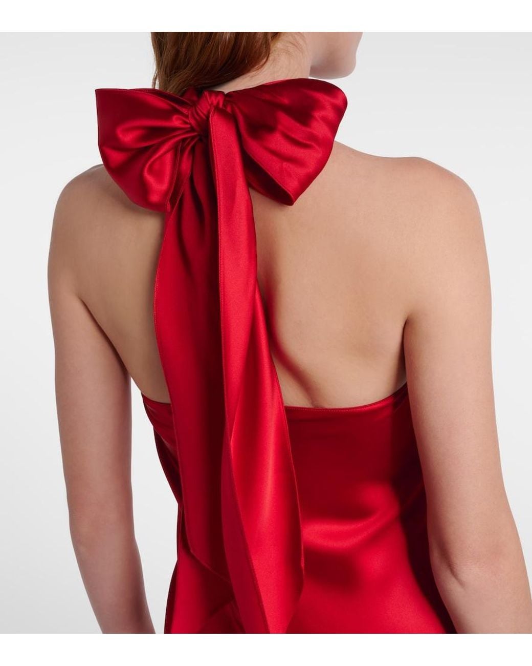 Ralph Lauren Red Halterneck Satin Gown